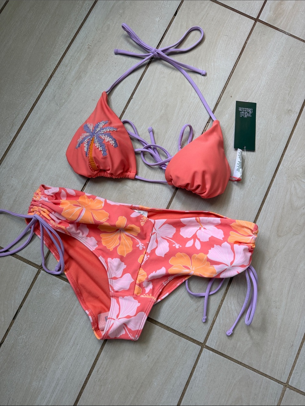 Billieblush Coral & Lavender Girls' Two-Piece Swim Set